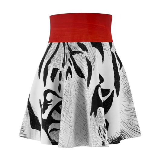Women's Tiger Print Skater Skirt, AOP Patterned Skirt, Summer Fashion, Casual Wear, Animal Print Skirt