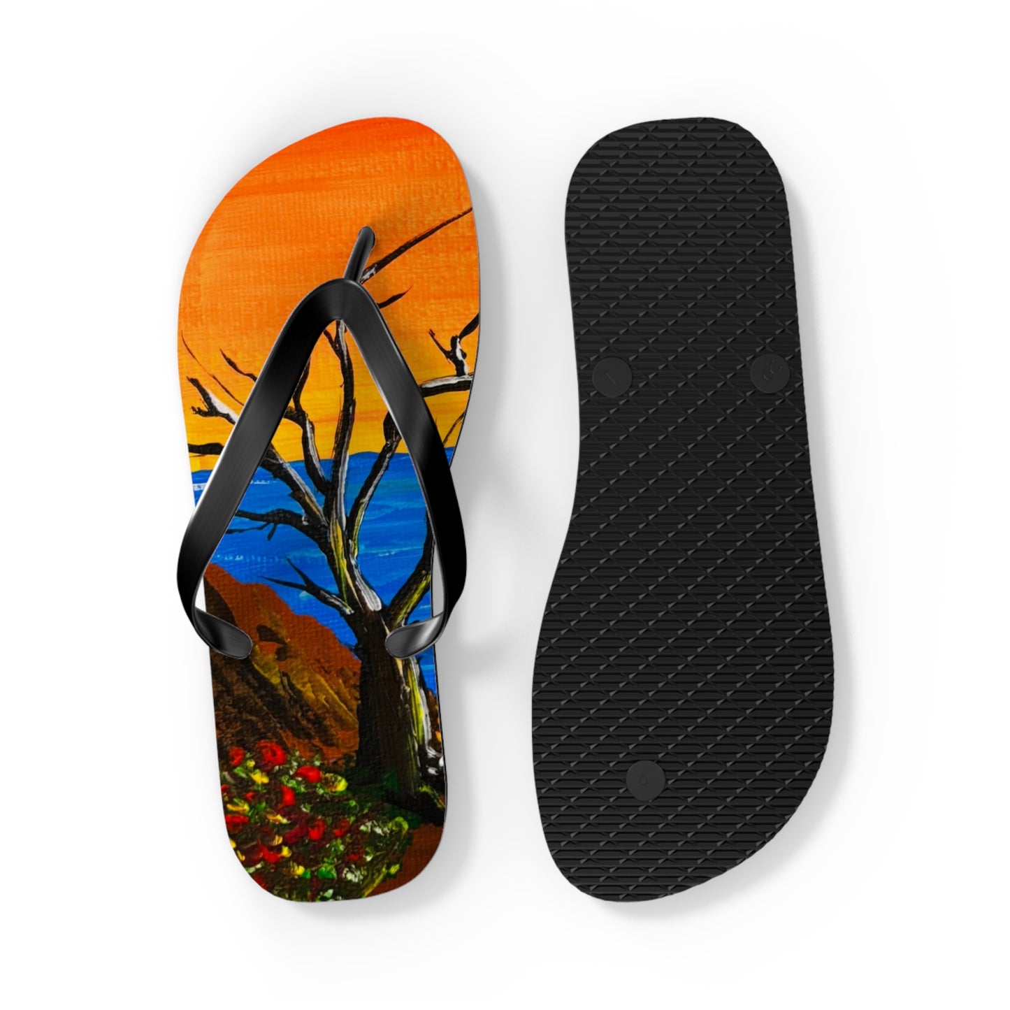 Sunset Beach Flip Flops, Vacation Footwear, Summer Sandals, Gift for Beach Lovers, Relaxation Essentials