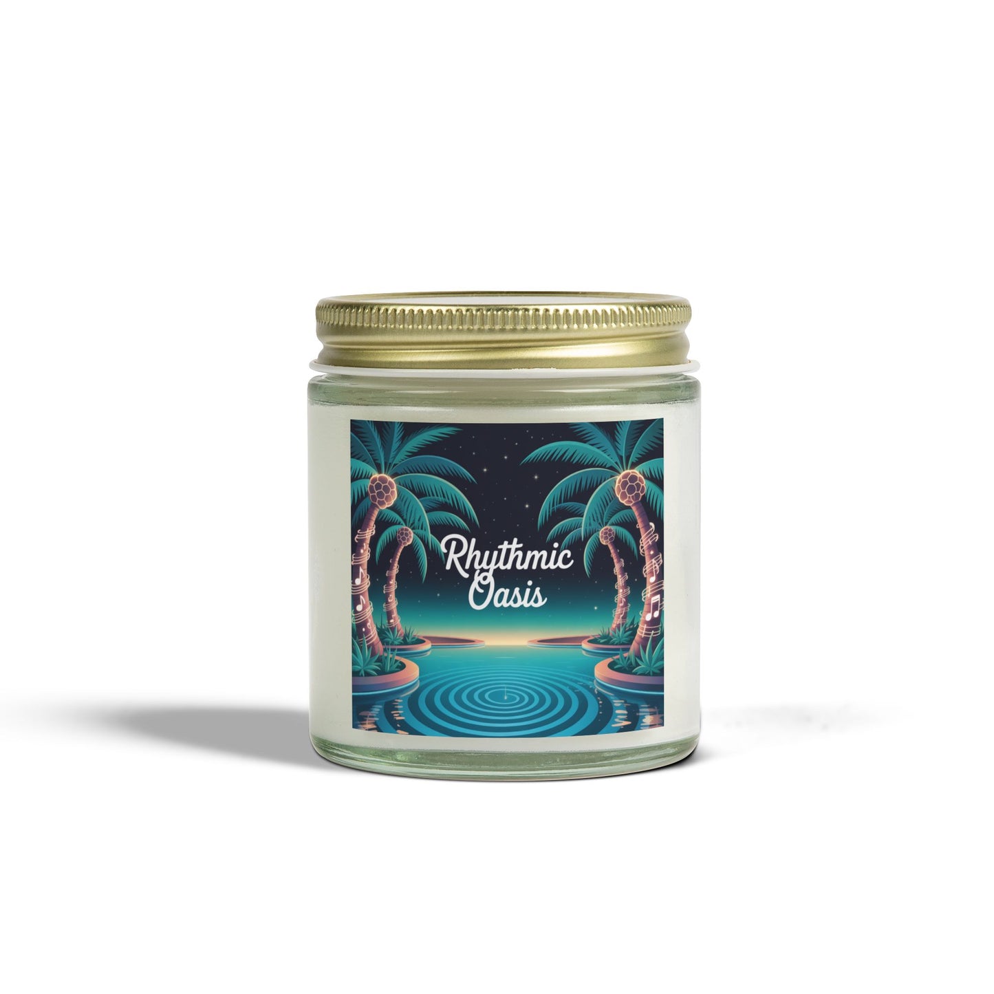 Scented Candles - Rhythmic Oasis, Relaxing Aromatherapy, Home Decor, Gift for All Occasions, Coconut Apricot Wax, Palm Tree Design
