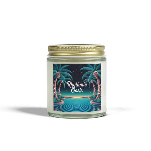 Scented Candles - Rhythmic Oasis, Relaxing Aromatherapy, Home Decor, Gift for All Occasions, Coconut Apricot Wax, Palm Tree Design