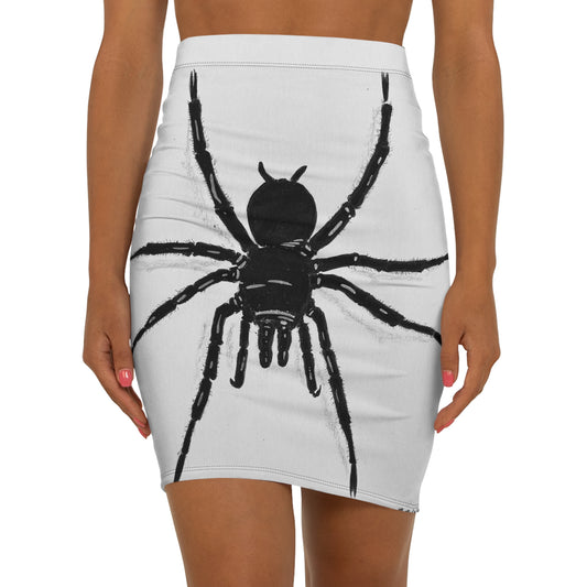 Spooky Spider Women's Pencil Skirt, Halloween Fashion, Unique AOP Skirt, Party Wear, Trendy Outfit for Fall