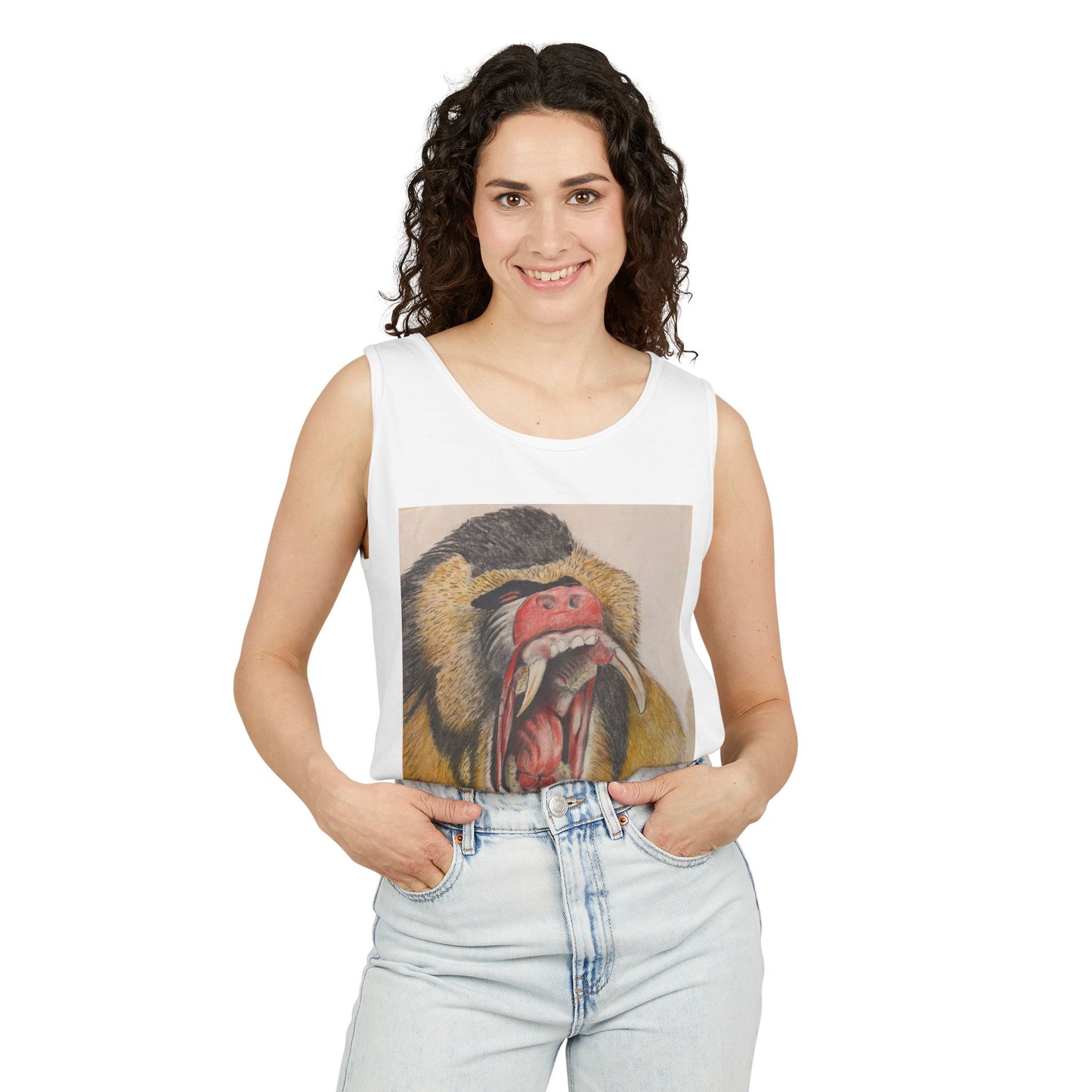 Vibrant Baboon Graphic Tank Top, Unisex Tee, Animal Lover Apparel, Summer Essential, Statement Top, Cool Gift Idea