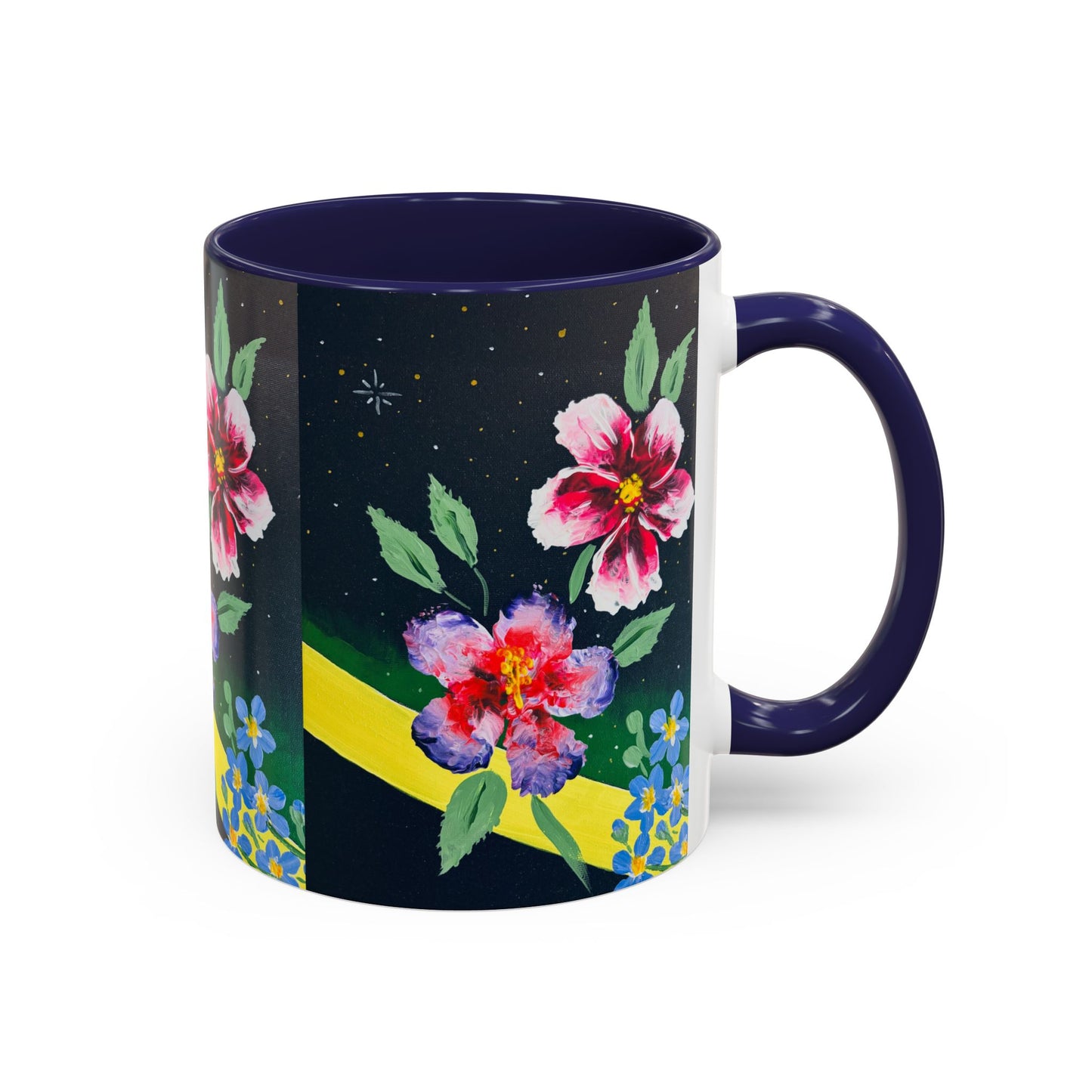 Floral Night Sky Coffee Mug - Elegant Floral Accent Mug for Tea Lovers, Unique Gift, Home Decor, Party Favors, Mother's Day, Birthday