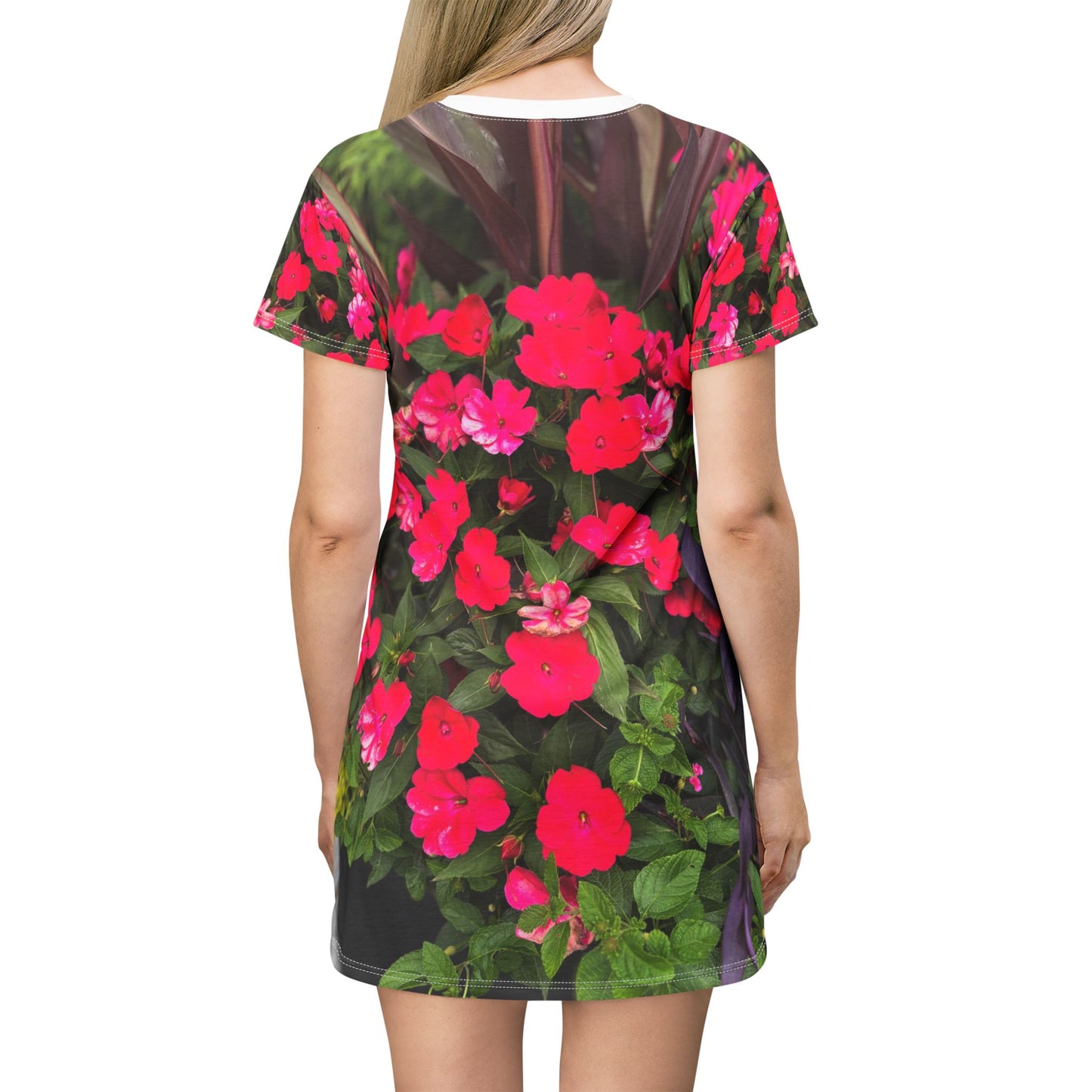 Floral Garden T-Shirt Dress, Summer Dress, Casual Wear, Beach Outfit, Floral Dress, Spring Fashion