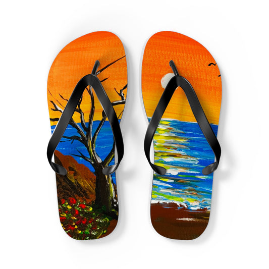 Sunset Beach Flip Flops, Vacation Footwear, Summer Sandals, Gift for Beach Lovers, Relaxation Essentials