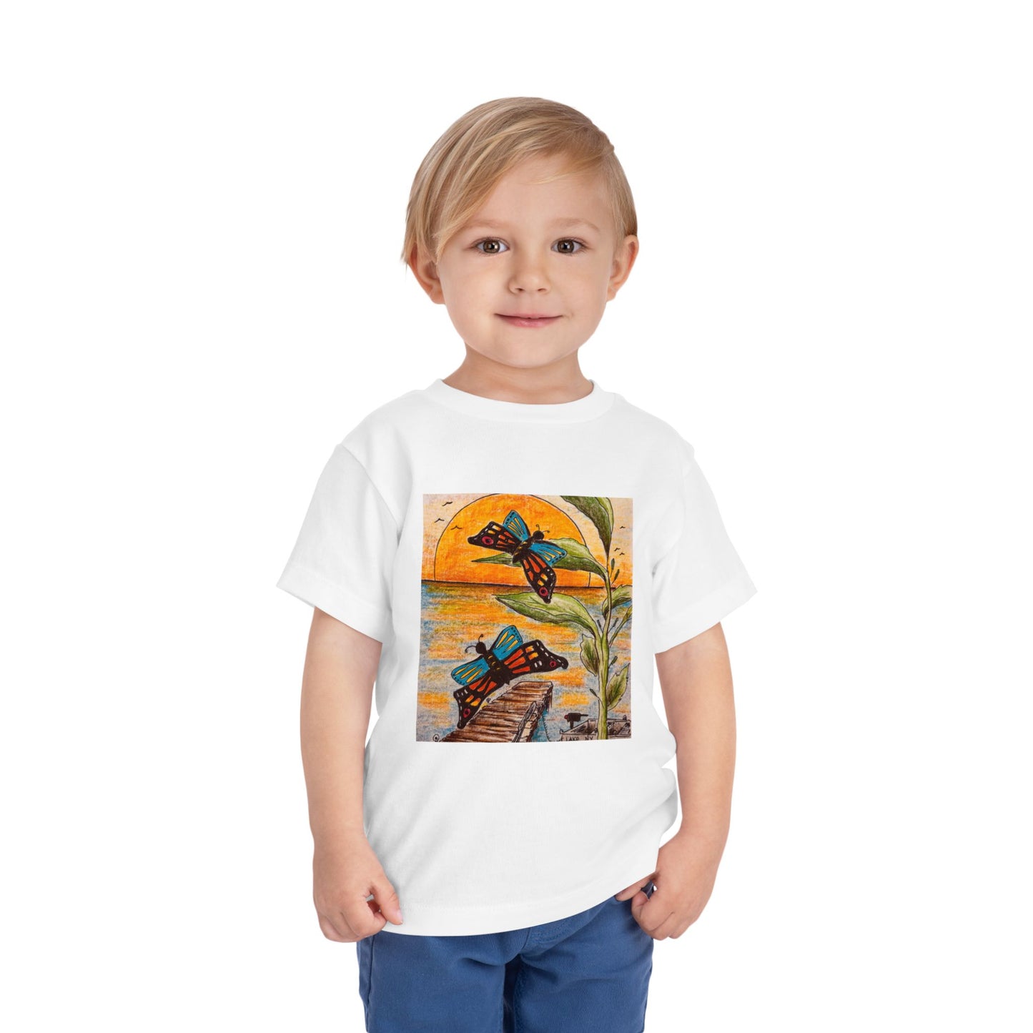 Colorful Butterfly Toddler Tee, Cute Kids' Shirt, Summer Outfit, Birthday Gift, Outdoor Playwear, Nature-Inspired Clothing