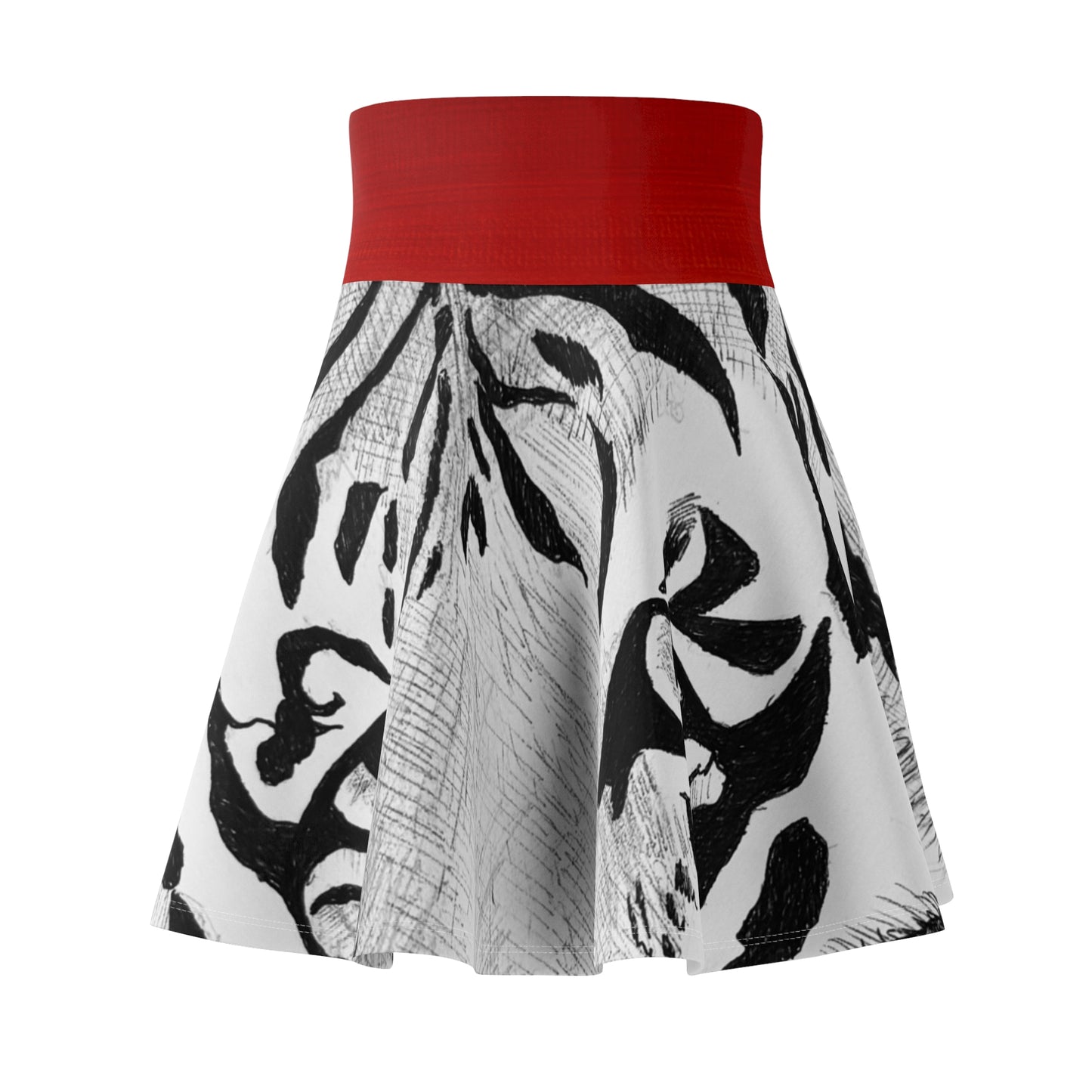 Women's Tiger Print Skater Skirt, AOP Patterned Skirt, Summer Fashion, Casual Wear, Animal Print Skirt