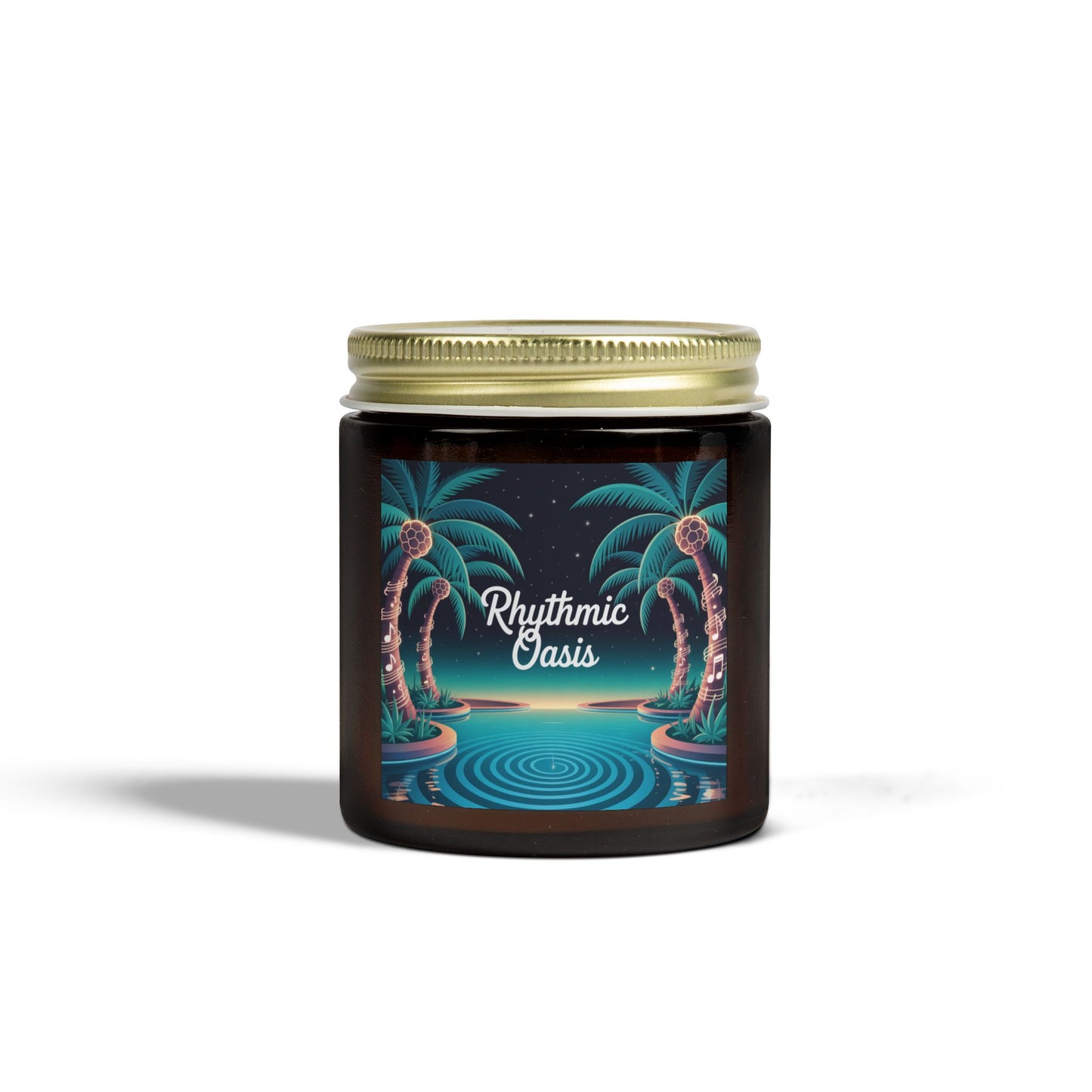 Scented Candles - Rhythmic Oasis, Relaxing Aromatherapy, Home Decor, Gift for All Occasions, Coconut Apricot Wax, Palm Tree Design