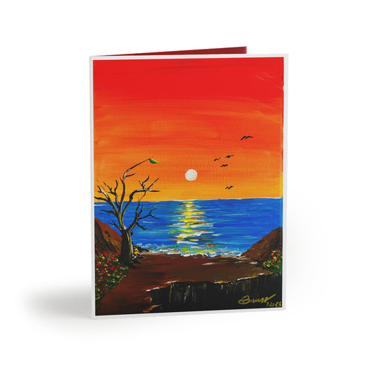 Sunset Greeting Cards, Beautiful Art Cards, Stationery Set, Unique Thank You Cards, Blank Note Cards, Colorful Birthday Cards