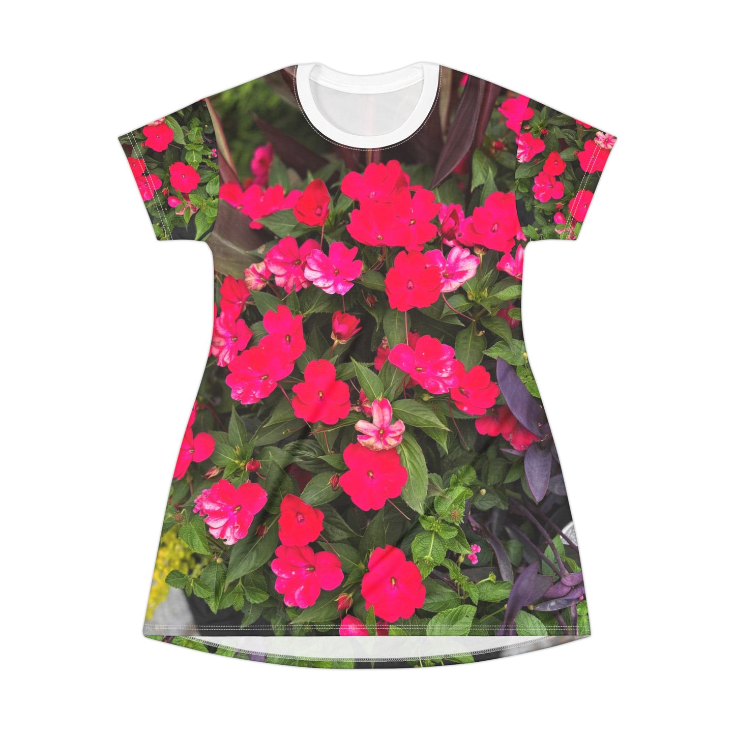 Floral Garden T-Shirt Dress, Summer Dress, Casual Wear, Beach Outfit, Floral Dress, Spring Fashion
