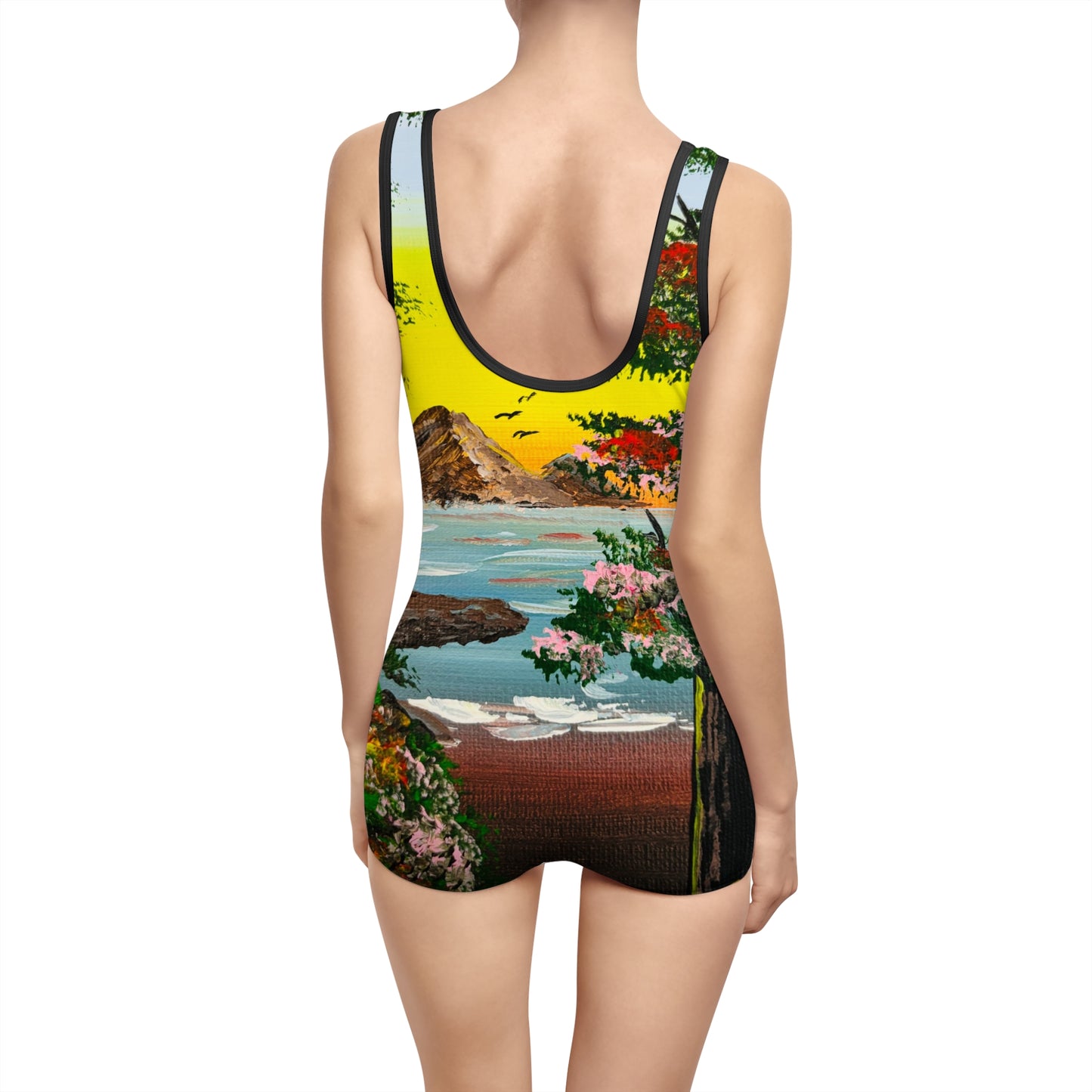 Women's Vintage Swimsuit - Tropical Escape Design, Beachwear, Summer Fun, Retro Swimwear, Vacation Outfit, Pool Party
