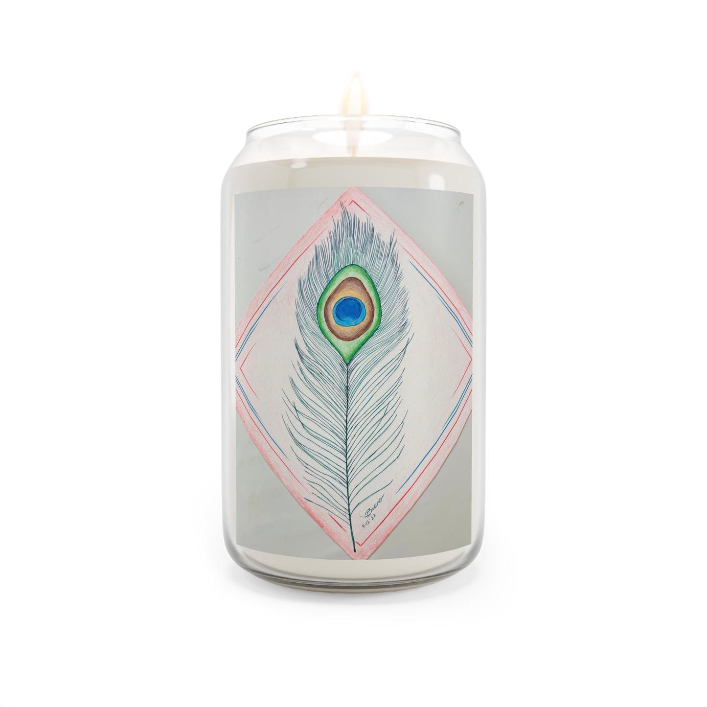 Peacock Feather Scented Candle, Aromatherapy Candle, Home Décor Gift, Relaxation Candle, Self-Care Essentials, Boho Decor