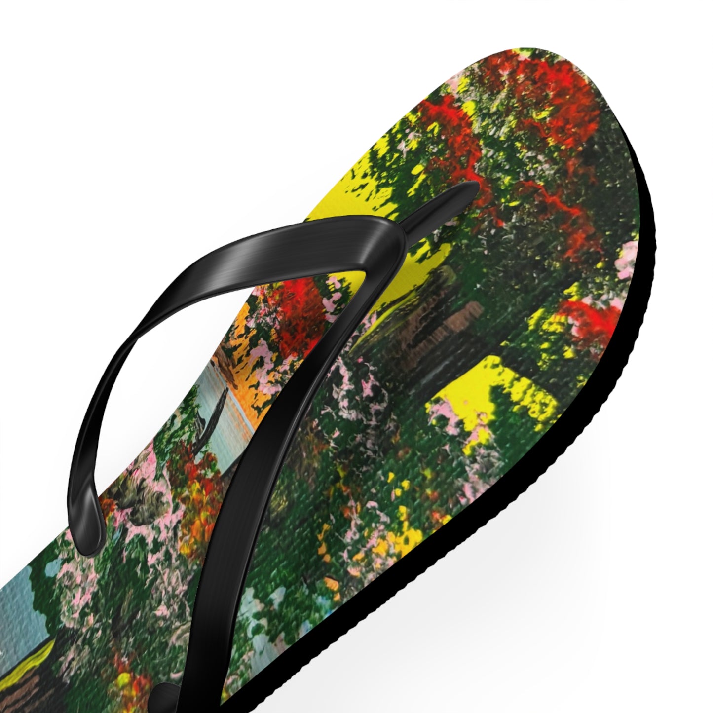 Tropical Art Flip Flops - Colorful Beach Sandals for Summer Vibes, Vacation Essentials, Gift for Beach Lovers