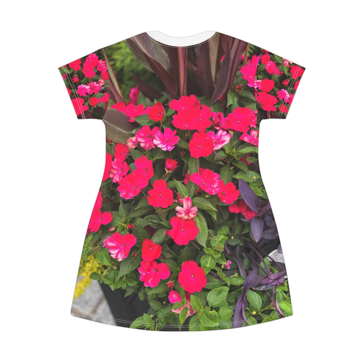 Floral Garden T-Shirt Dress, Summer Dress, Casual Wear, Beach Outfit, Floral Dress, Spring Fashion