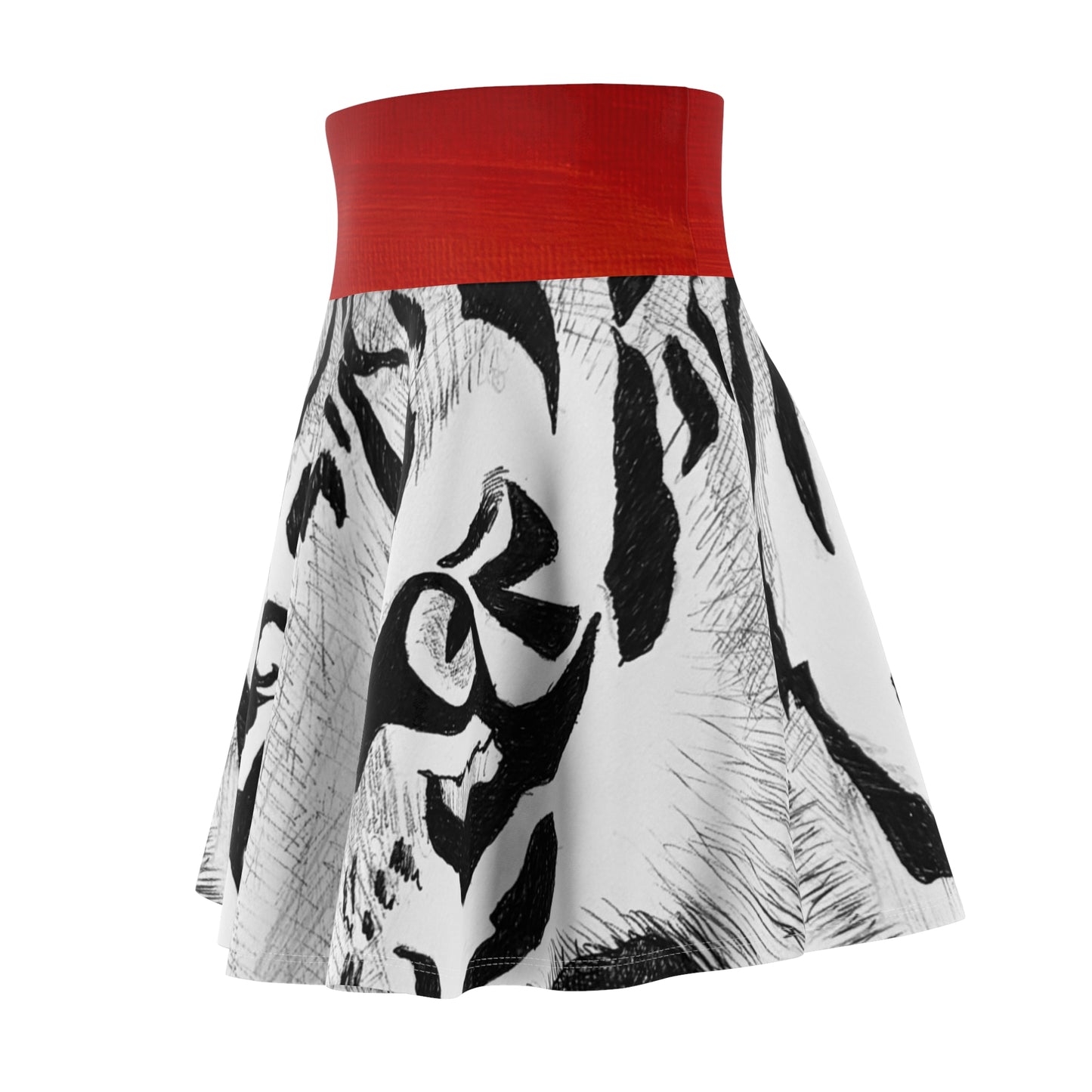 Women's Tiger Print Skater Skirt, AOP Patterned Skirt, Summer Fashion, Casual Wear, Animal Print Skirt