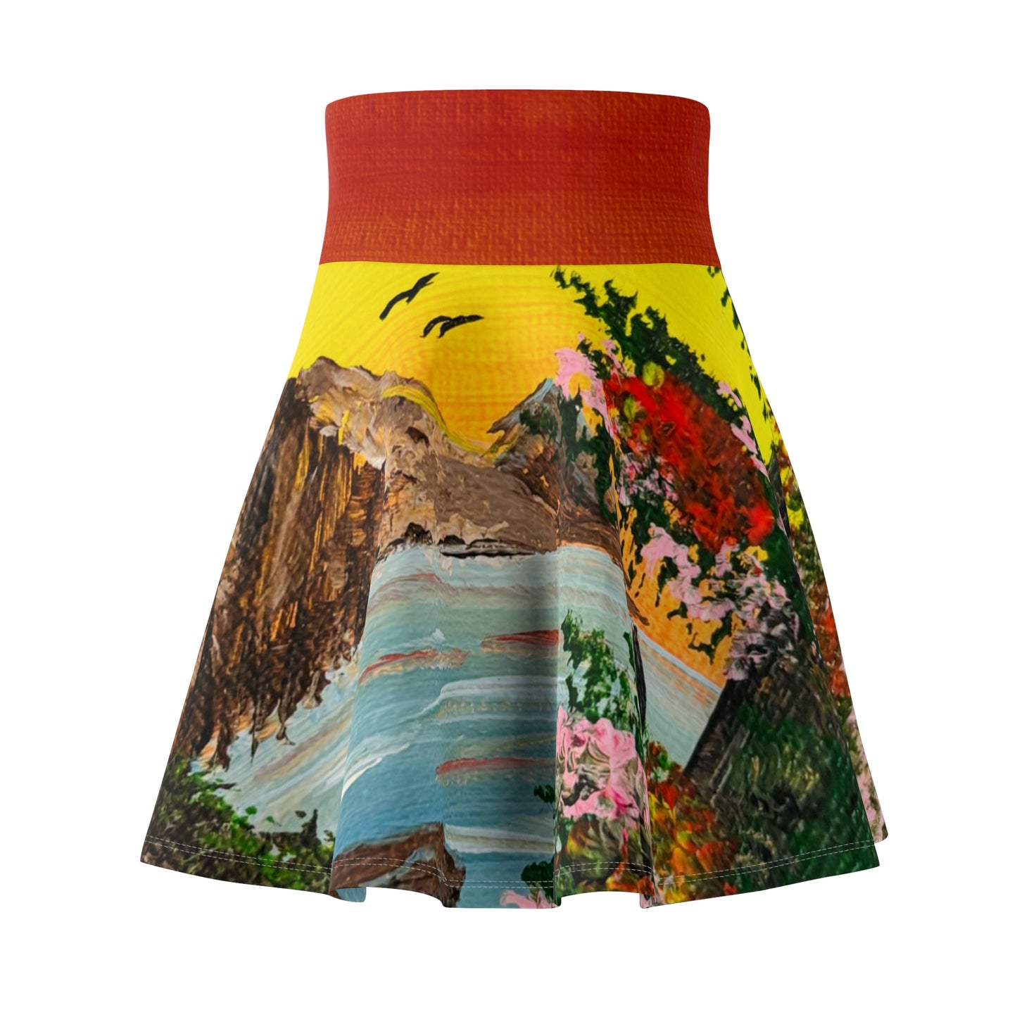 Vibrant Women's Skater Skirt with Scenic Landscape Design, Comfortable Wear for Spring & Summer, Perfect for Outdoors, Festivals, [...]
