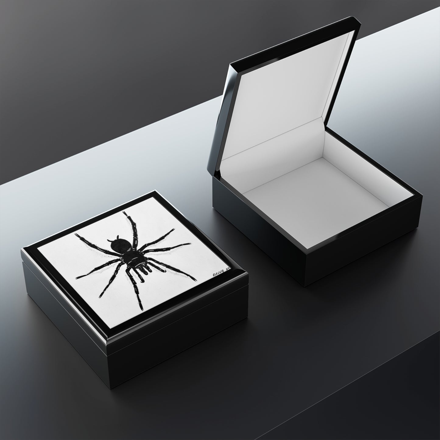 Black Spider Jewelry Box for Gothic Decor, Unique Gift for Halloween, Elegant Storage, Nature Lover Keepsake Box, Home Accents