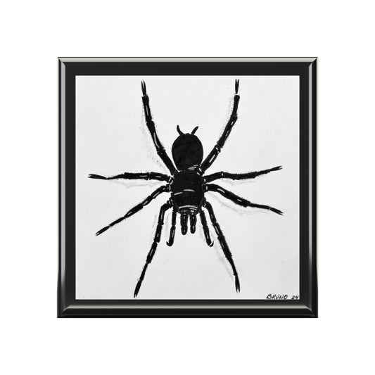 Black Spider Jewelry Box for Gothic Decor, Unique Gift for Halloween, Elegant Storage, Nature Lover Keepsake Box, Home Accents