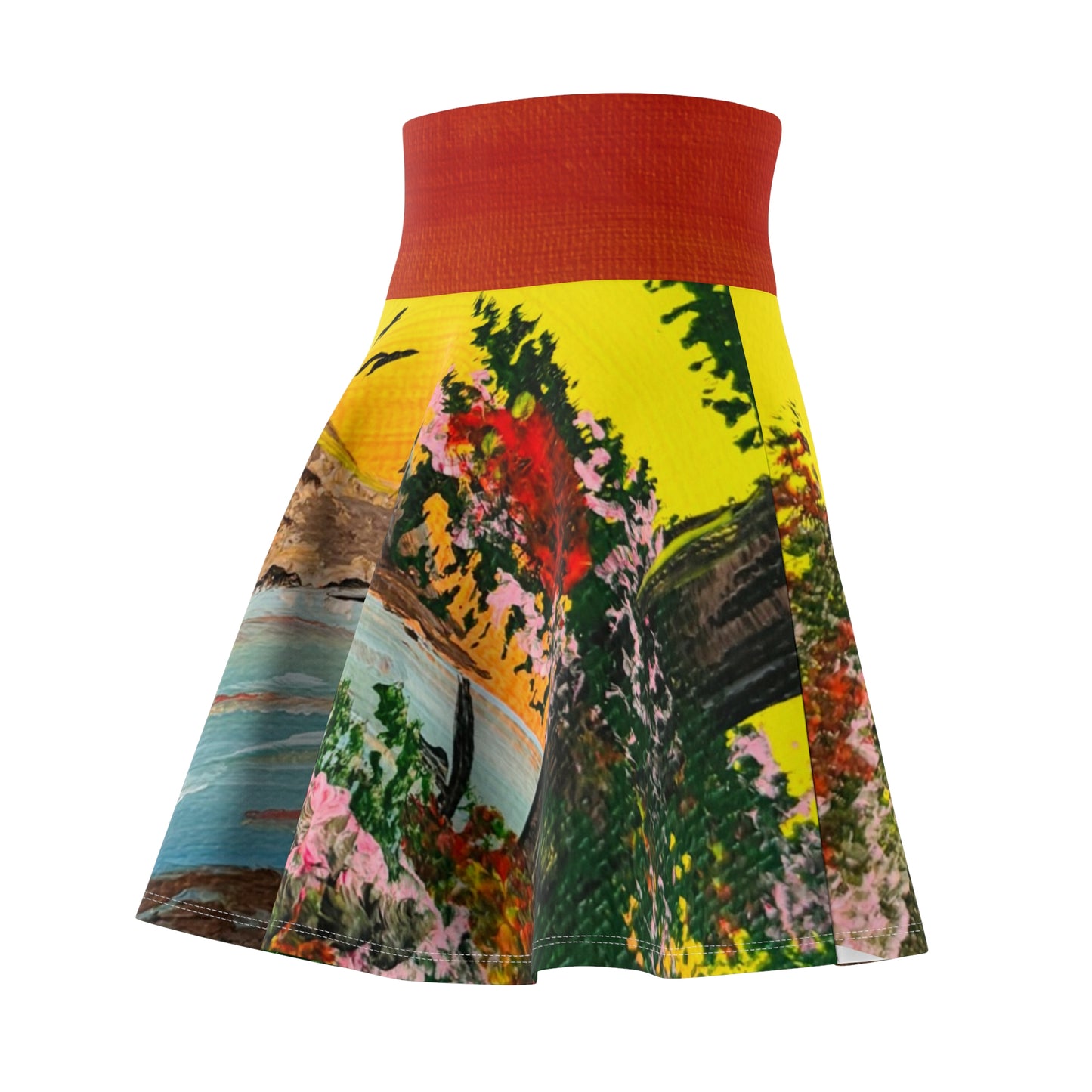 Vibrant Women's Skater Skirt with Scenic Landscape Design, Comfortable Wear for Spring & Summer, Perfect for Outdoors, Festivals, [...]