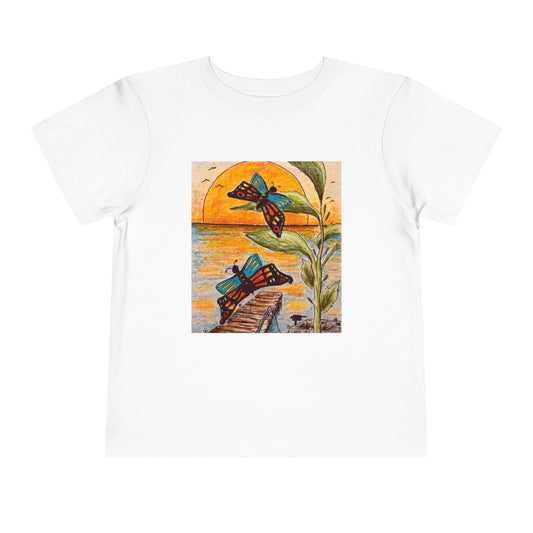 Colorful Butterfly Toddler Tee, Cute Kids' Shirt, Summer Outfit, Birthday Gift, Outdoor Playwear, Nature-Inspired Clothing