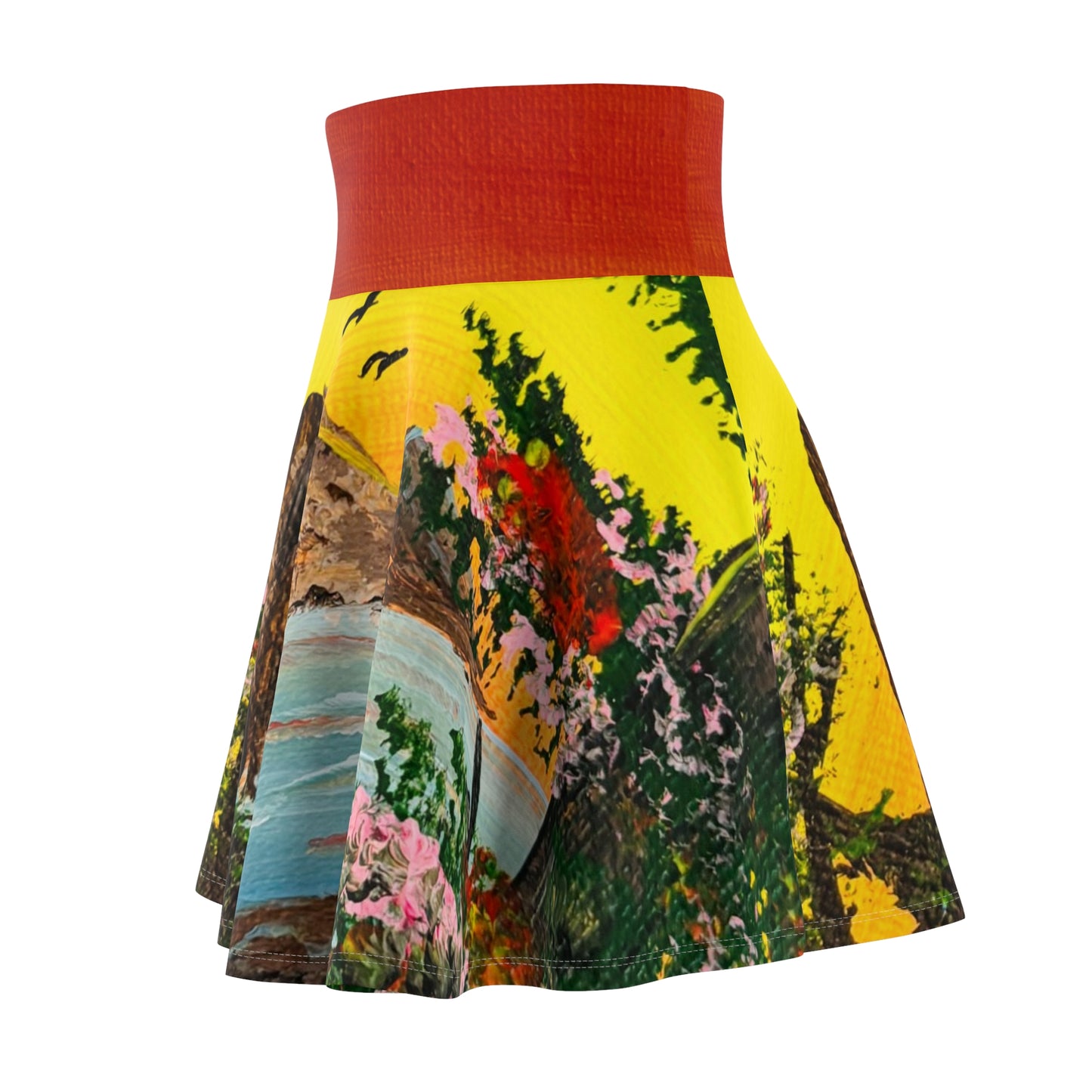 Vibrant Women's Skater Skirt with Scenic Landscape Design, Comfortable Wear for Spring & Summer, Perfect for Outdoors, Festivals, [...]
