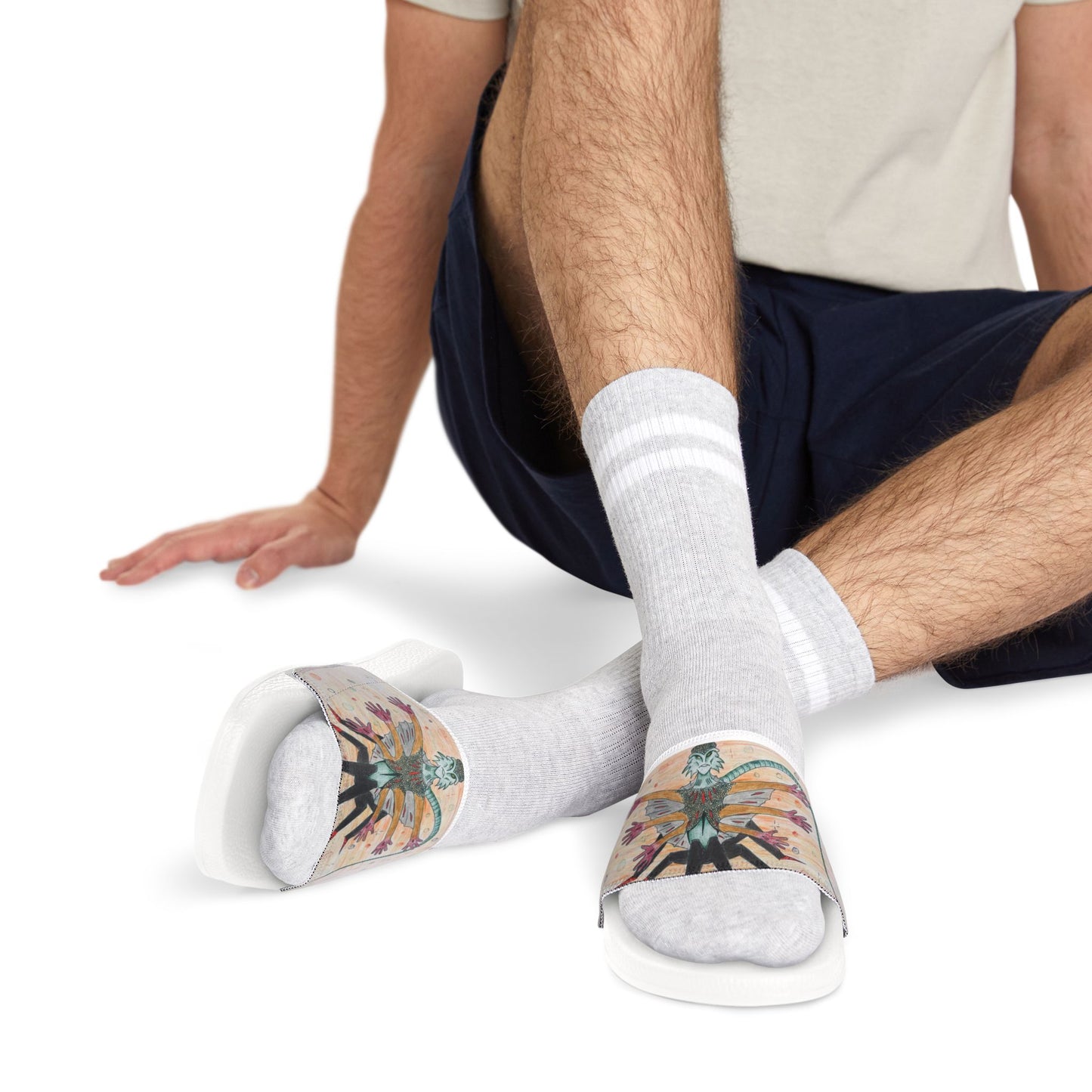 Artistic Men's Removable-Strap Sandals, Fashion Slide Sandals, Casual Summer Footwear, Unique Beach Sandals, Trendy Slip-On Shoes