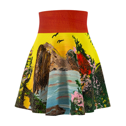 Vibrant Women's Skater Skirt with Scenic Landscape Design, Comfortable Wear for Spring & Summer, Perfect for Outdoors, Festivals, [...]