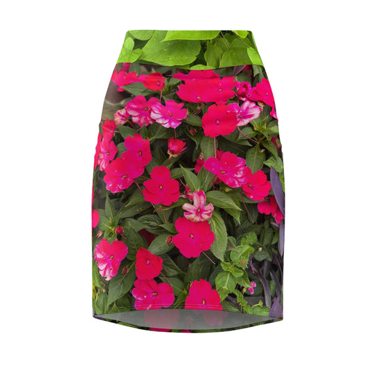Floral Women's Pencil Skirt, Spring Outfit, Garden Party Attire, Casual Elegance, Bright Floral Design, Perfect for Weddings