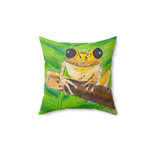 Colorful Frog Decor Pillow, Nature-Inspired Couch Cushion, Funny Animal Throw Pillow, Tropical Home Accent, Gift for Frog Lovers